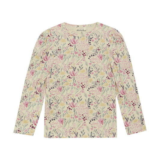 Minymo "T-Shirt" langarm mit allover Blumendruck - Sandshell
