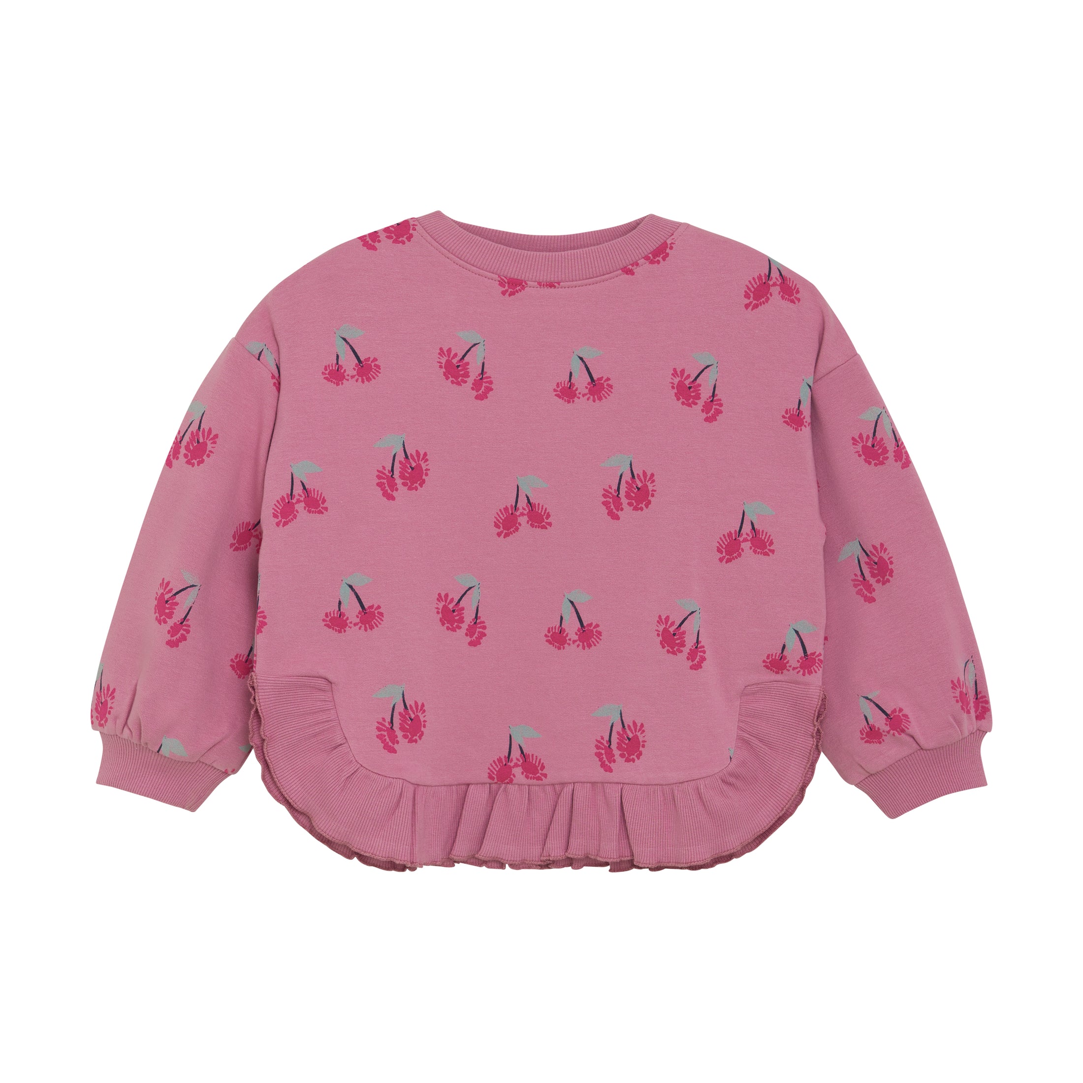 Minymo "Sweatshirt" mit Volant und Kirschen - Mauve Orchid