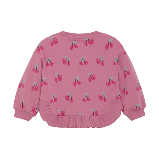Minymo "Sweatshirt" mit Volant und Kirschen - Mauve Orchid