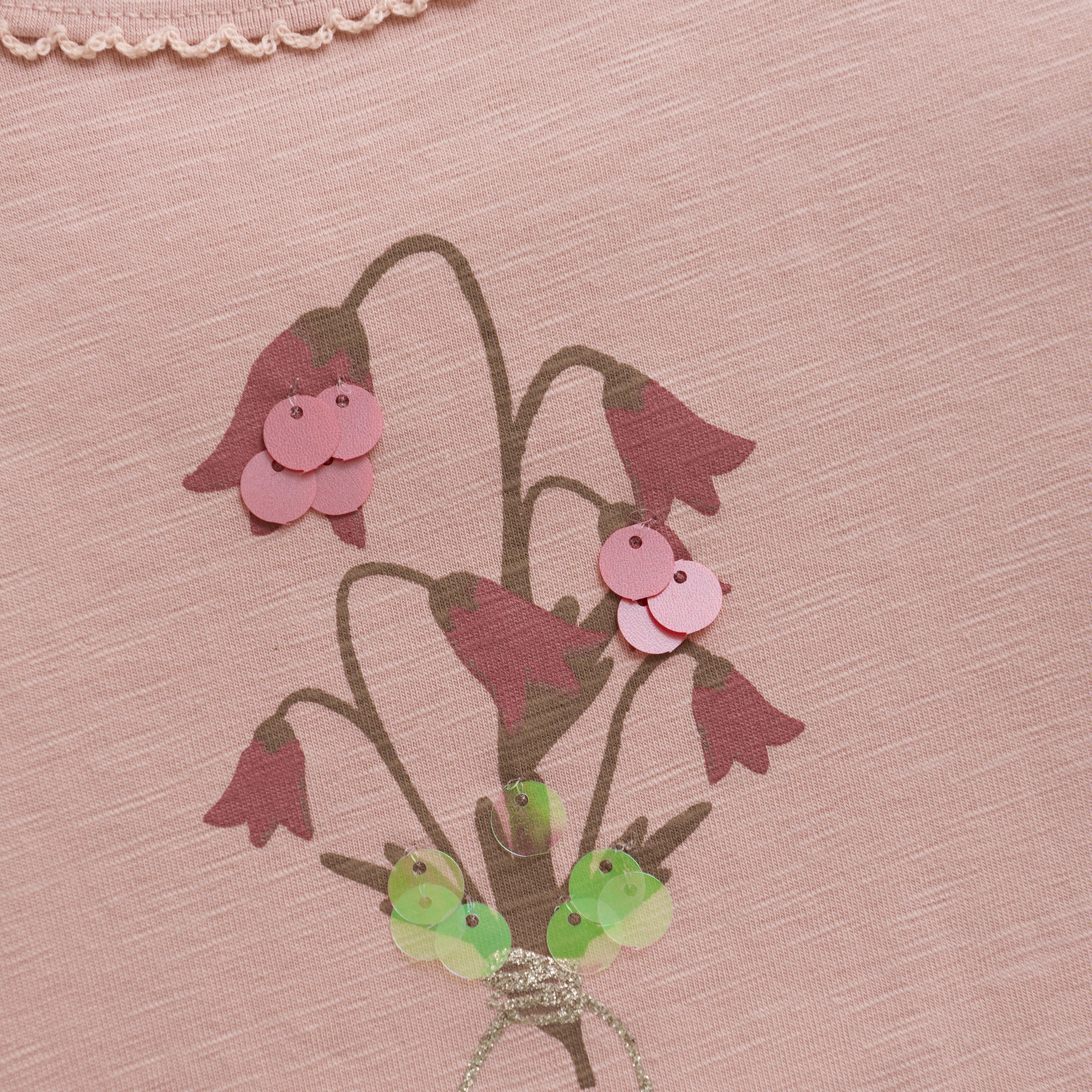 Minymo "T-Shirt" langarm mit Druck und Pailletten - Misty Rose