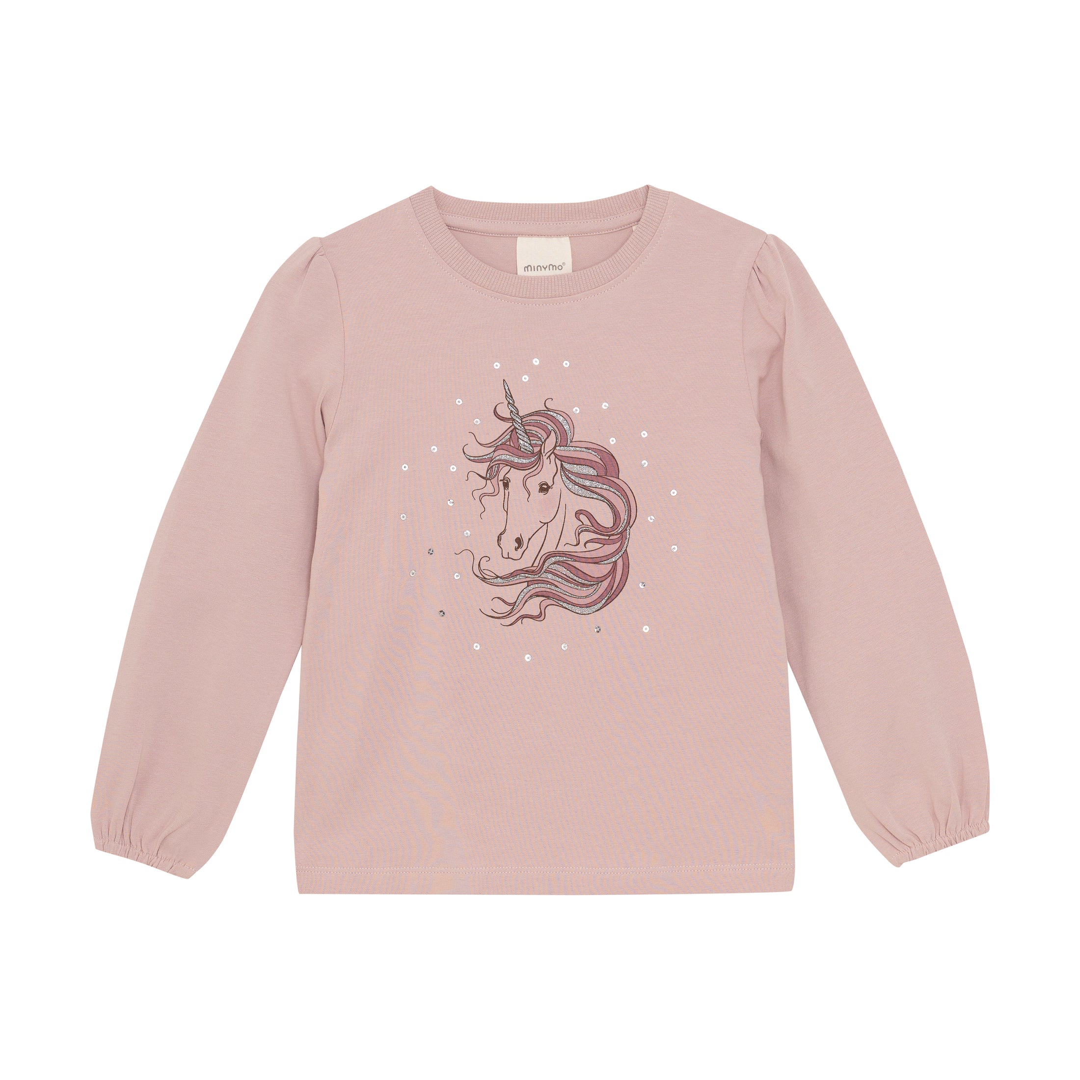 Minymo "Langarmshirt" mit Einhorn-Druck - Shadow Gray