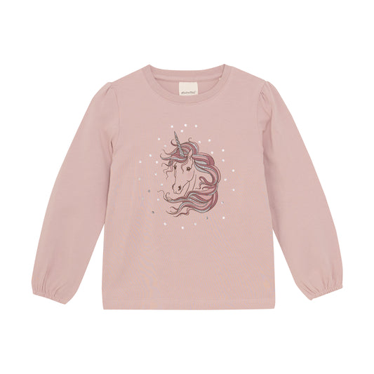 Minymo "Langarmshirt" mit Einhorn-Druck - Shadow Gray