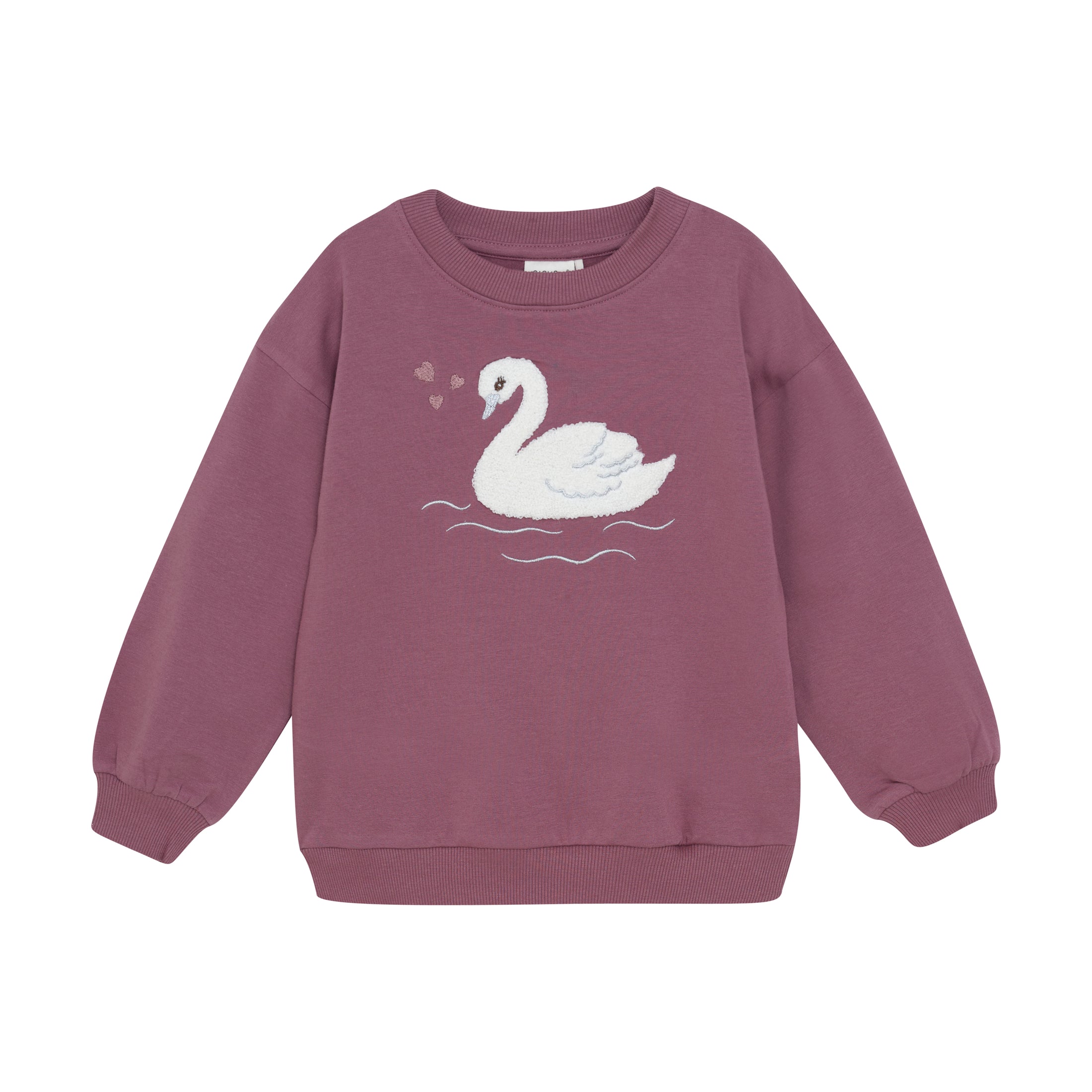 Minymo "Sweatshirt" mit Schwan-Bestickung - Rose Brown