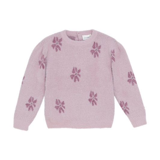 Minymo "Pullover" mit Blümchen - Shadow Gray