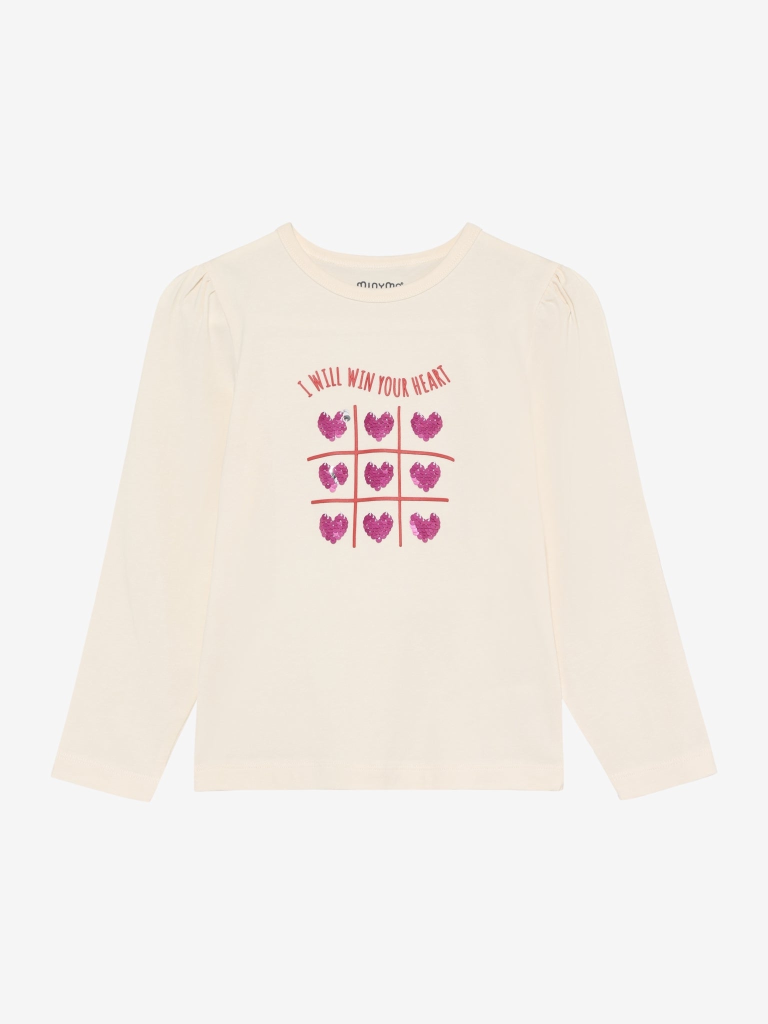 Minymo Langarmshirt mit Pailletten Druck - White Swan