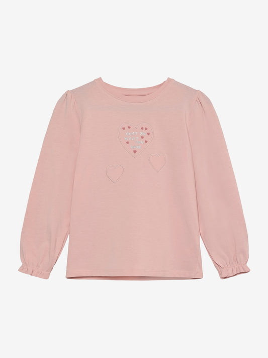 Minymo Langarmshirt mit Herzchemuster - Silver Pink