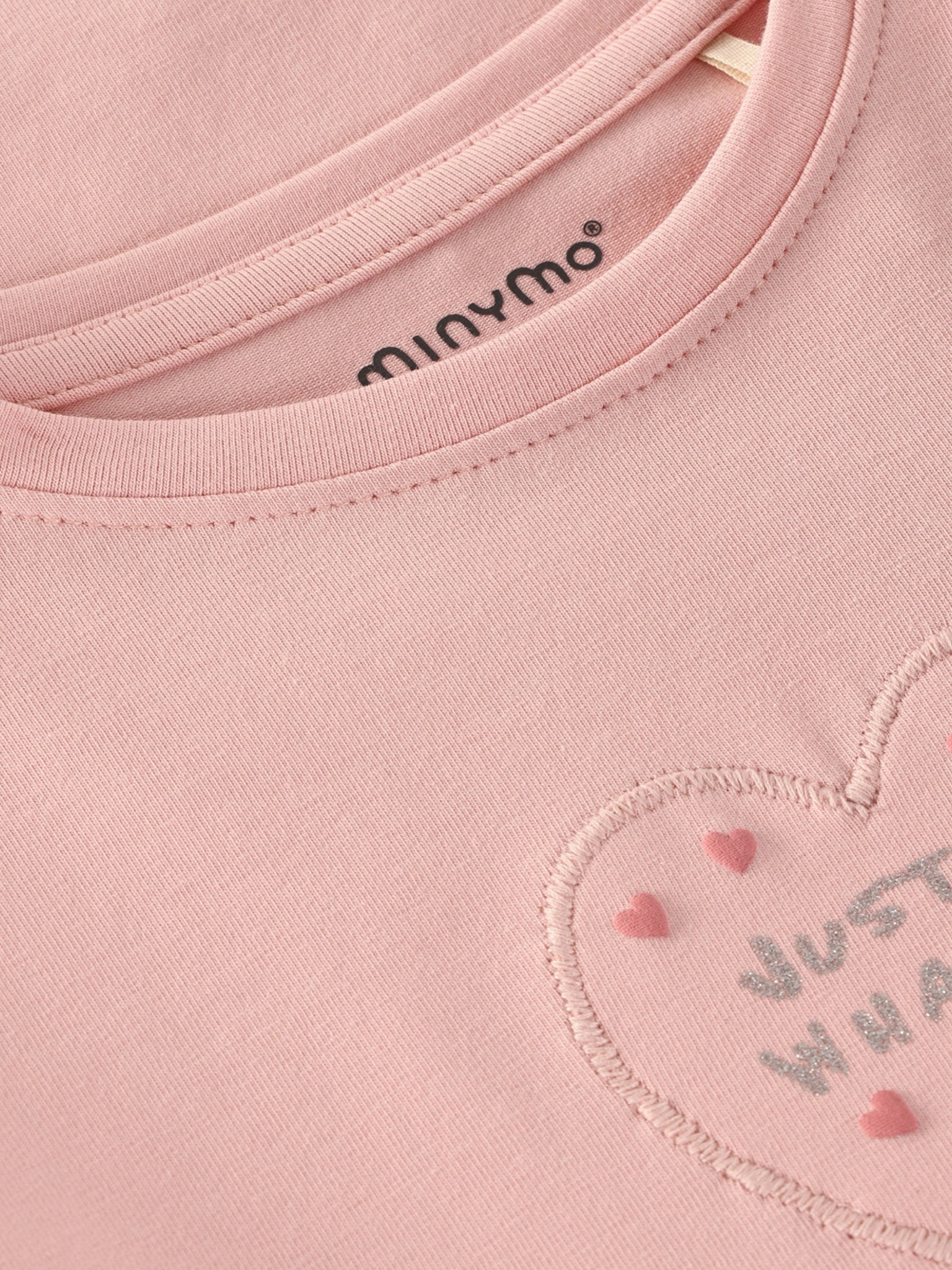 Minymo Langarmshirt mit Herzchemuster - Silver Pink