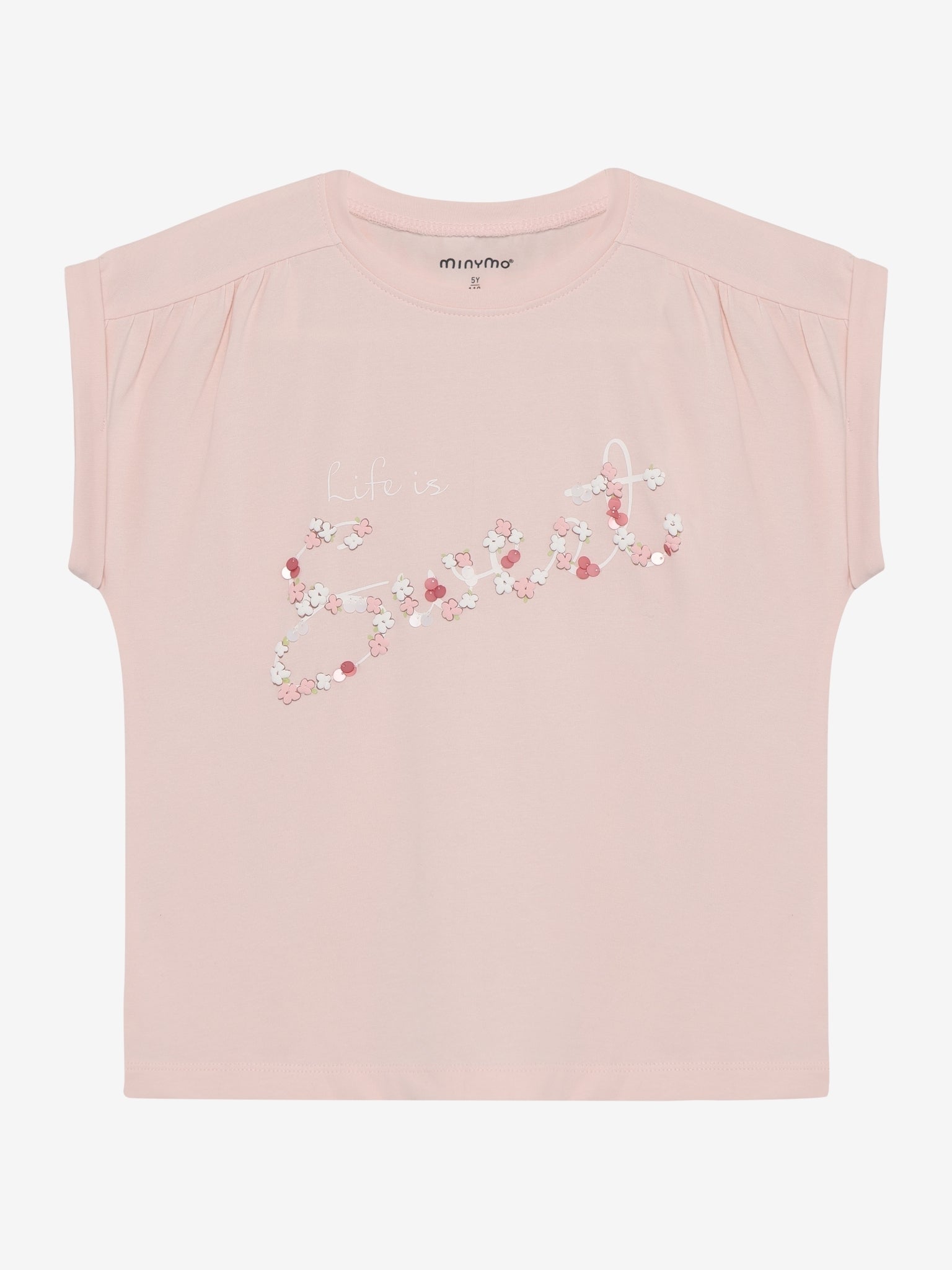 Minymo T-Shirt mit Textdruck - Peach Blush