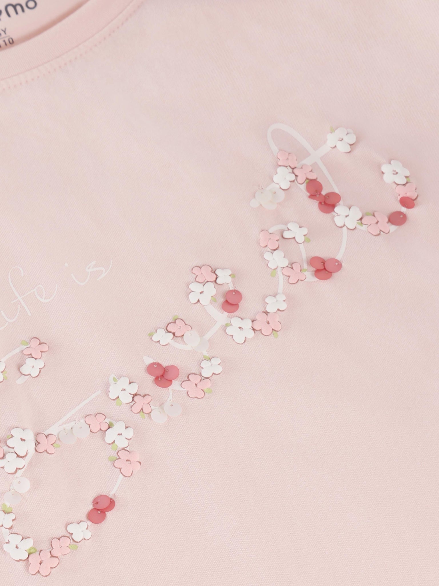Minymo T-Shirt mit Textdruck - Peach Blush