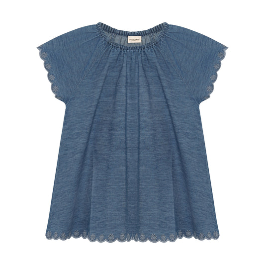 Minymo Tunika mit Stickerei - Faded Denim