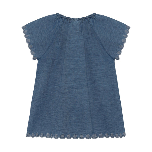 Minymo Tunika mit Stickerei - Faded Denim