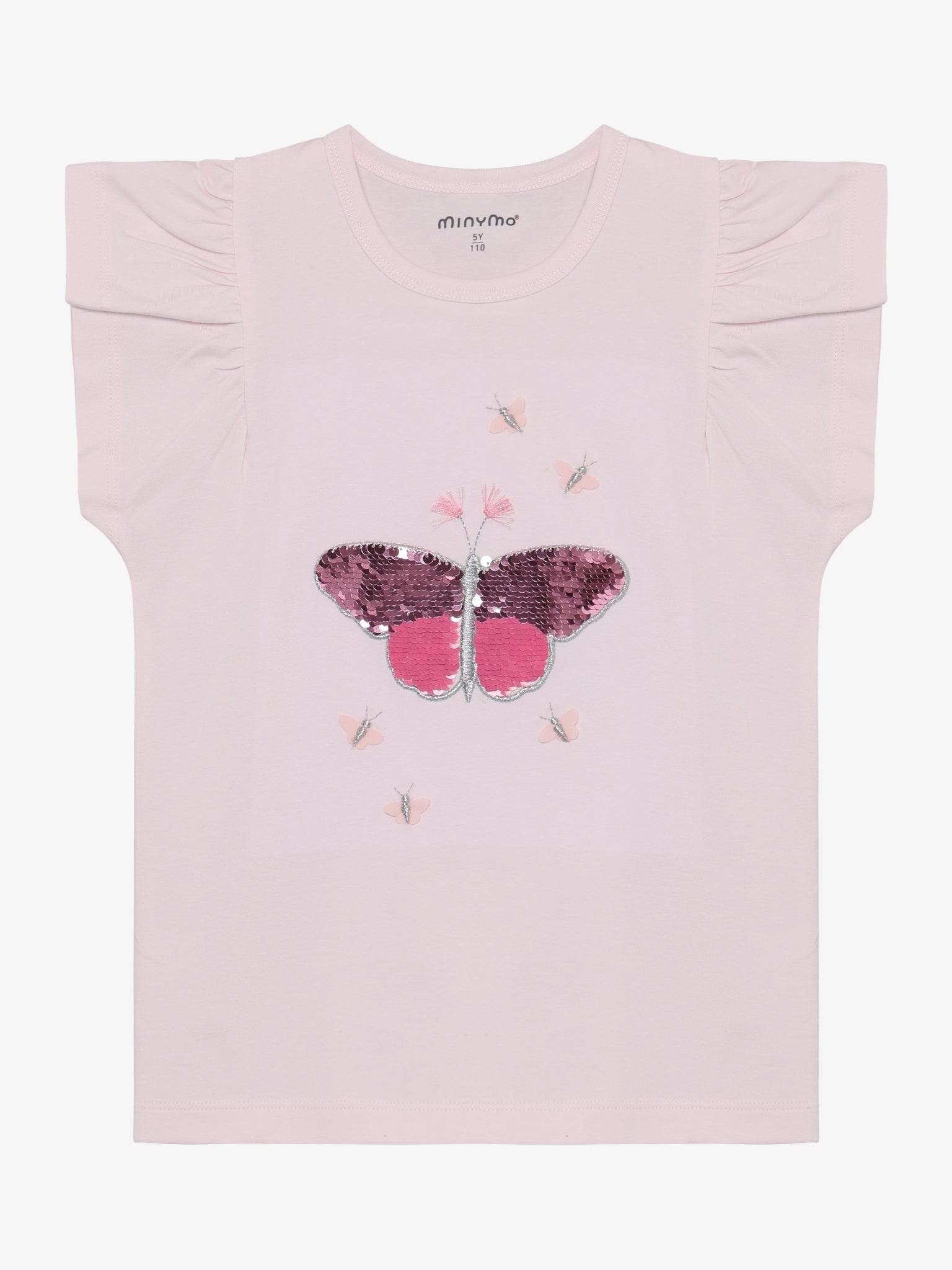 Minymo T-Shirt mit Pailletten Aufdruck - Raindrops on Roses