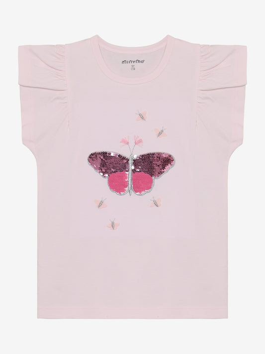 Minymo T-Shirt mit Pailletten Aufdruck - Raindrops on Roses