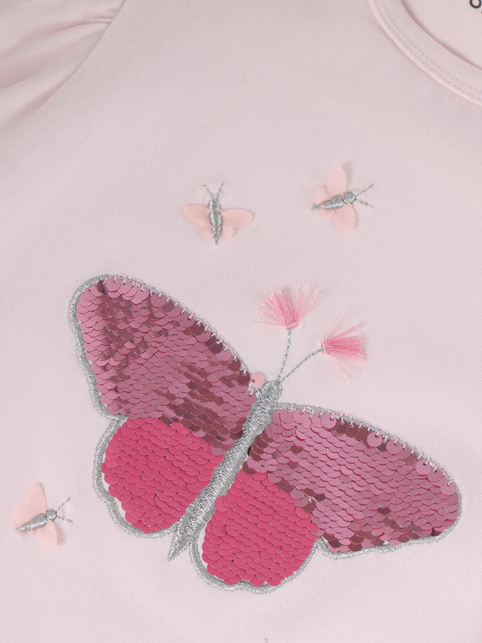 Minymo T-Shirt mit Pailletten Aufdruck - Raindrops on Roses