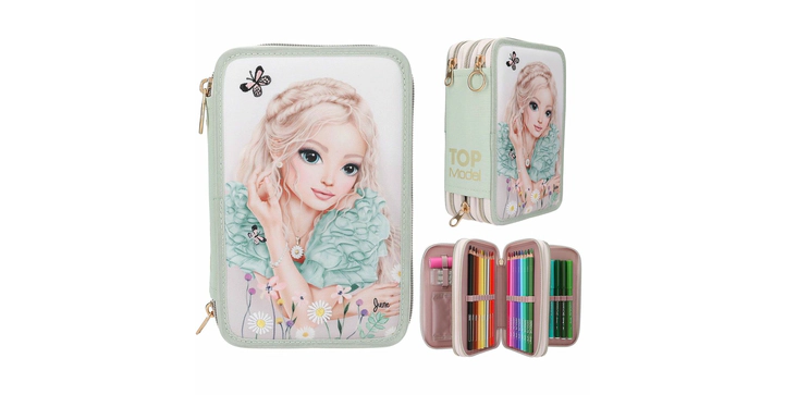 TOPModel "3 Fach Federtasche mit Stickerei" Summer Feeling