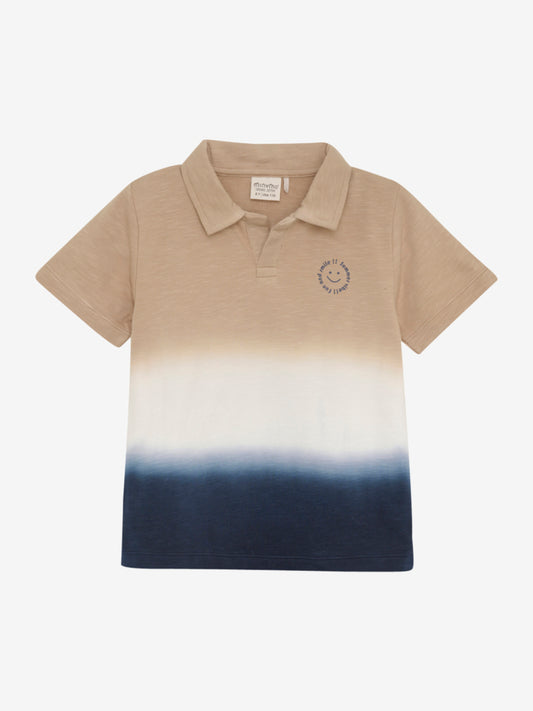 Minymo "Poloshirt mit Farbverlauf - blau/weiss/beige
