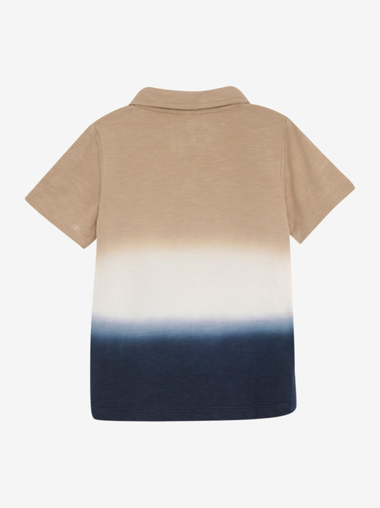 Minymo "Poloshirt mit Farbverlauf - blau/weiss/beige