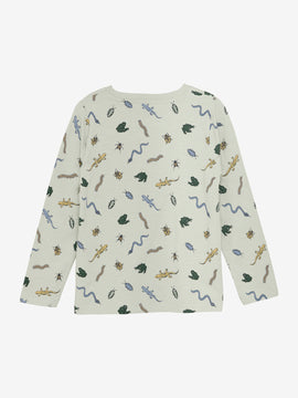 Minymo "T-Shirt" langarm, gemustert - Sea Foam