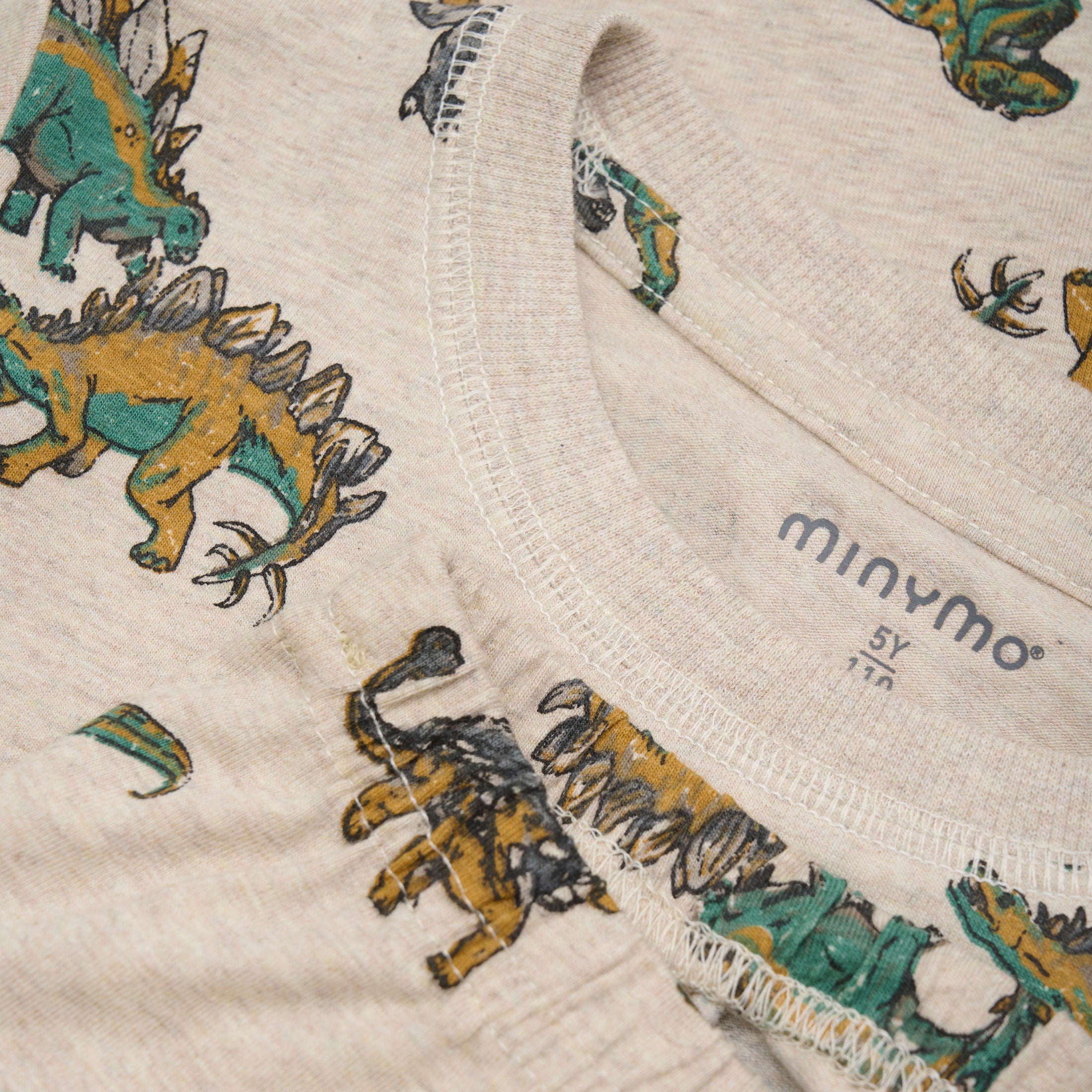 Minymo "Schlafanzug" lang mit Dinos - Beige Melange
