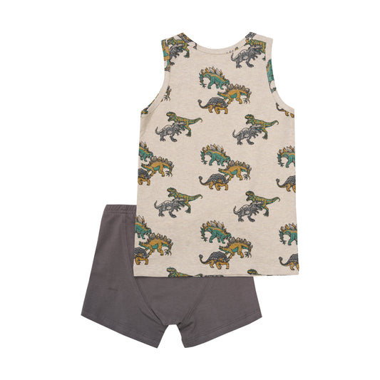 Minymo "Unterwäsche-Set" mit Dinos - Beige Melange