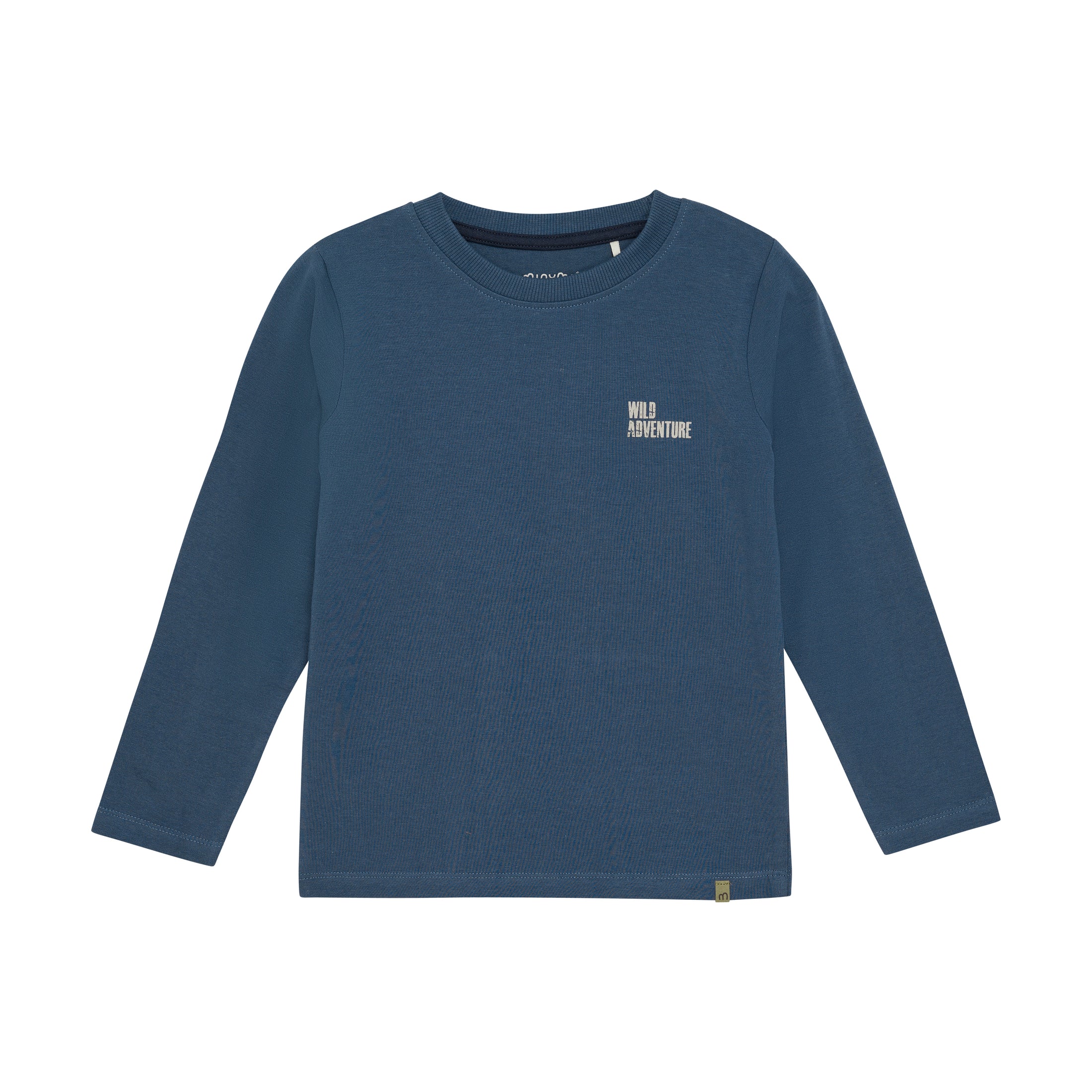 Minymo "T-Shirt langarm" mit Druck auf dem Rücken - Vintage Indigo