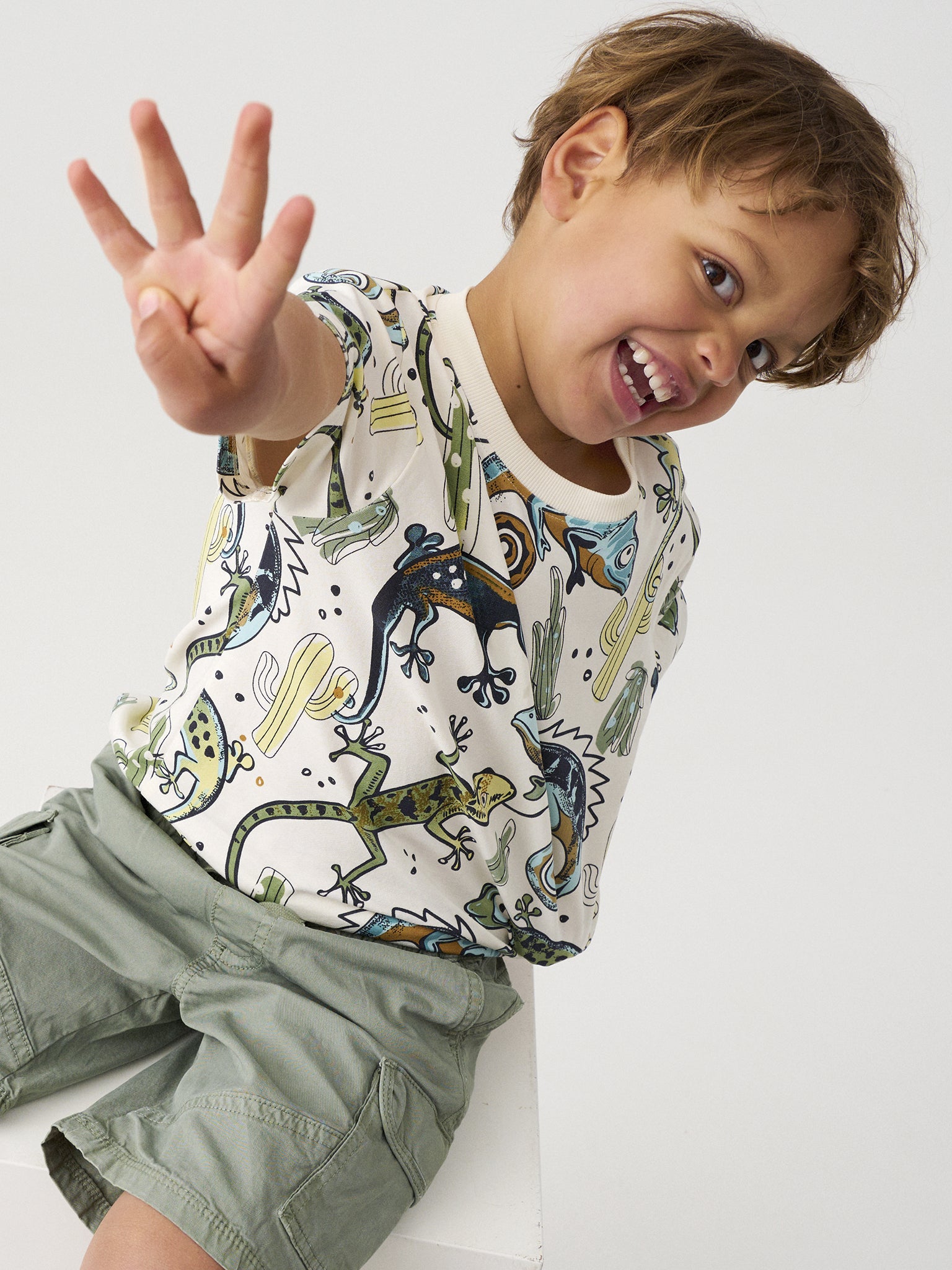 Minymo T-Shirt mit einem Allover Print - Vanilla Ice