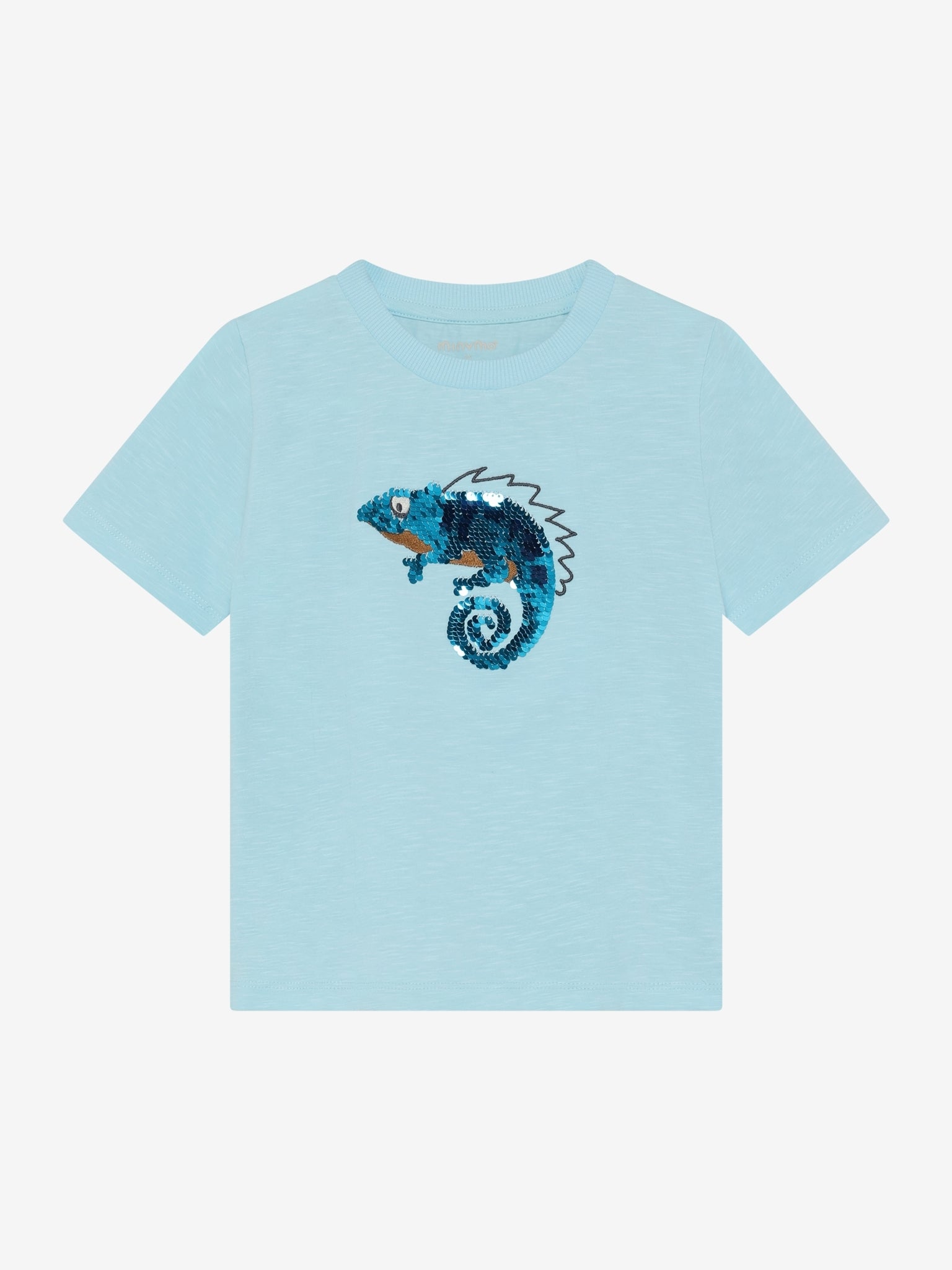Minymo T-Shirt mit Pailletten Druck - Aqua Esque