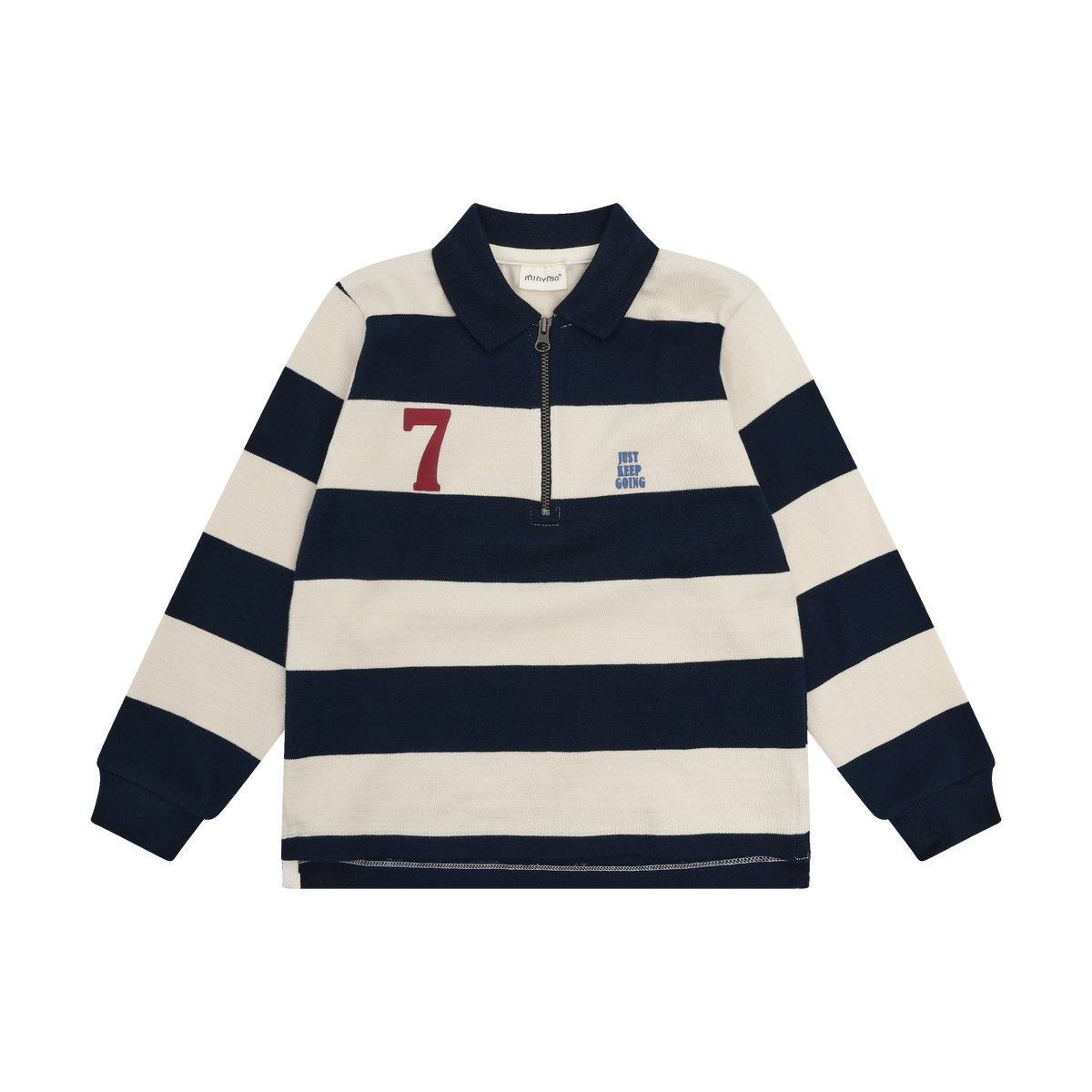 Minymo Poloshirt langarm, Blockstreifen - Dark Sapphire