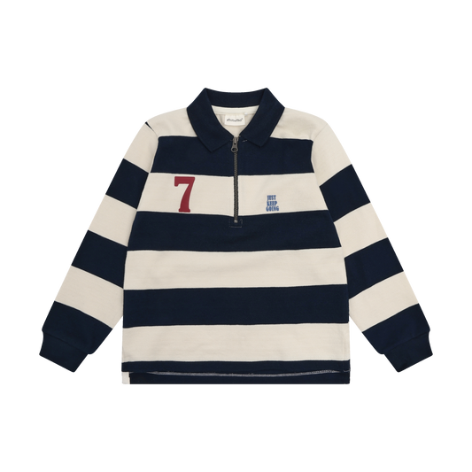 Minymo Poloshirt langarm, Blockstreifen - Dark Sapphire