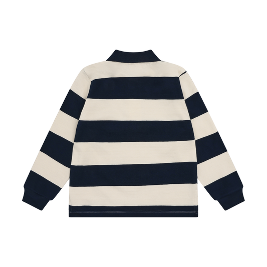 Minymo Poloshirt langarm, Blockstreifen - Dark Sapphire