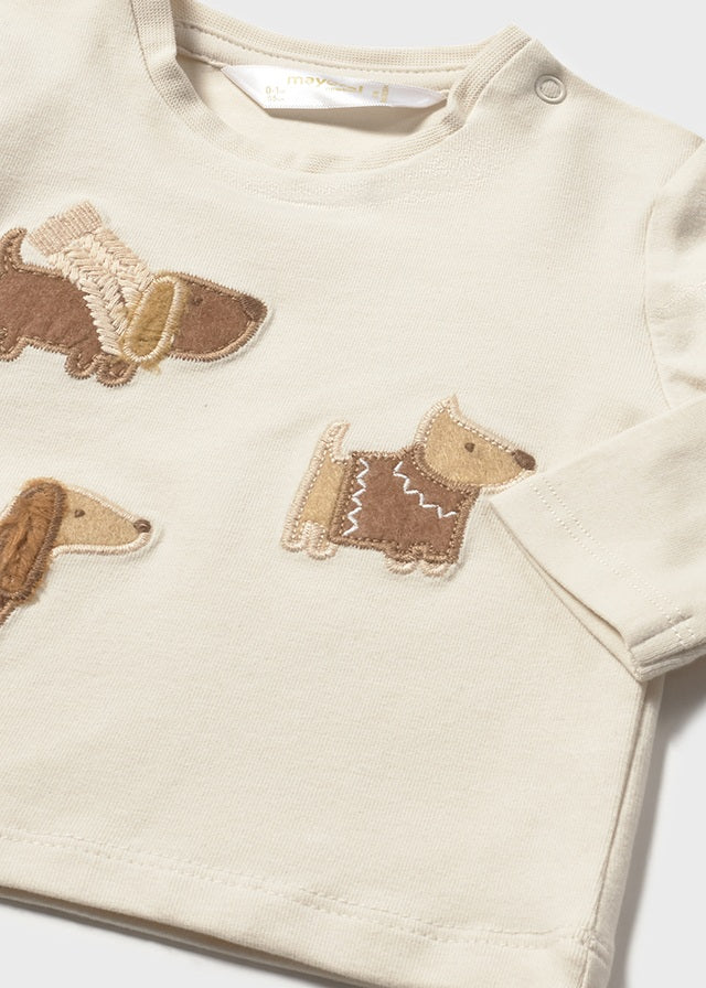 Mayoral "T-Shirts langarm" Doppelpack mit Applikation - Erdnuss