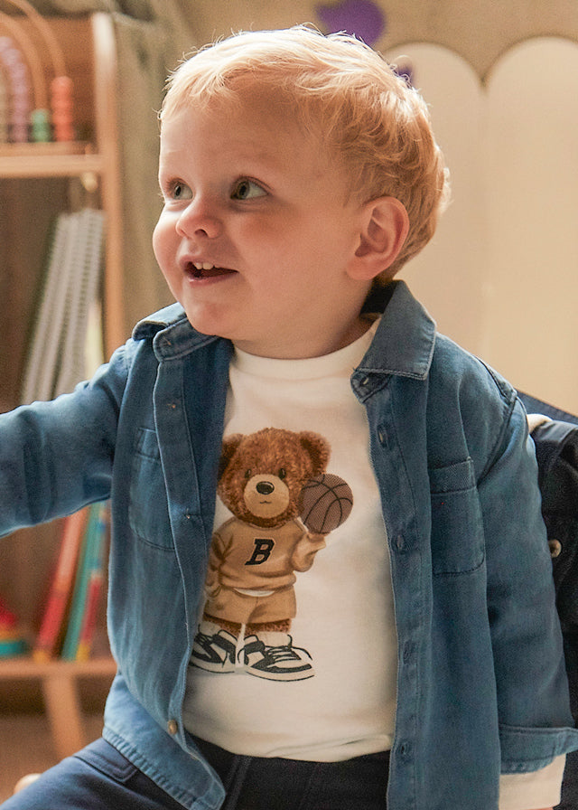 Mayoral  "T-Shirt langarm" mit Bär - Sahne