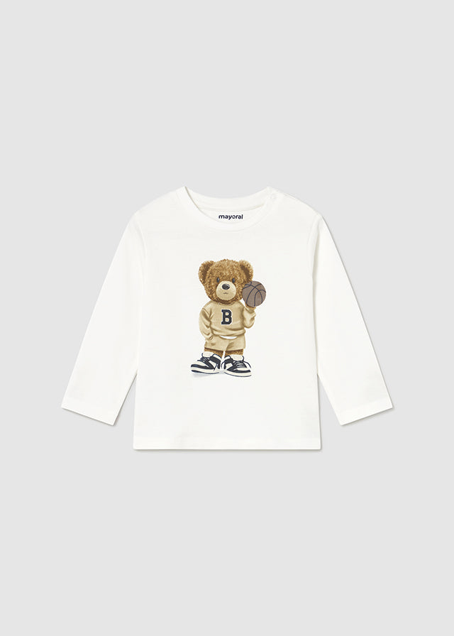 Mayoral  "T-Shirt langarm" mit Bär - Sahne