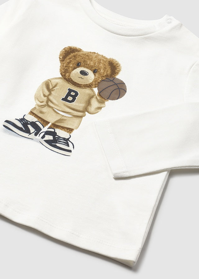 Mayoral  "T-Shirt langarm" mit Bär - Sahne