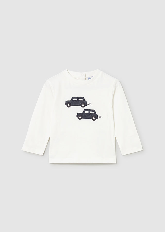 Mayoral "T-Shirt langarm" mit Auto Applikation - Sahne Marine