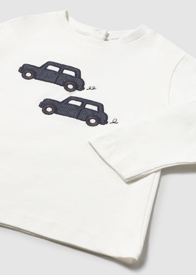 Mayoral "T-Shirt langarm" mit Auto Applikation - Sahne Marine