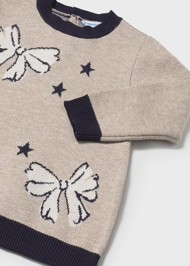 Mayoral "Kleid" Jacquard mit Schleifen - Toffee