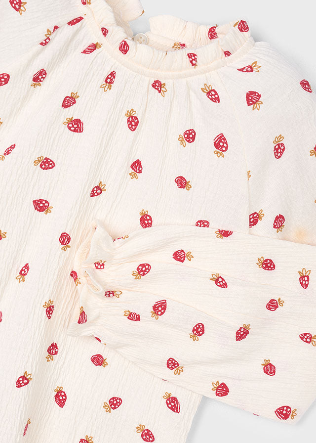 Mayoral "Langarmshirt" mit Erdbeeren - Creme/Rot
