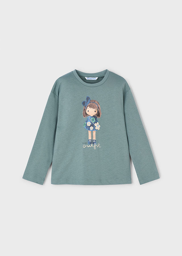 Mayoral "T-Shirt langarm" mit Druck - Petrol