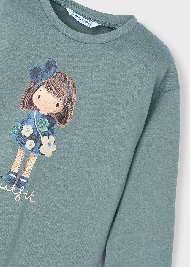 Mayoral "T-Shirt langarm" mit Druck - Petrol