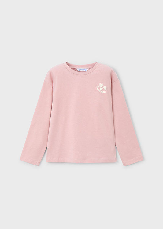 Mayoral "T-Shirt langarm" mit Druck auf dem Rücken - Rosa