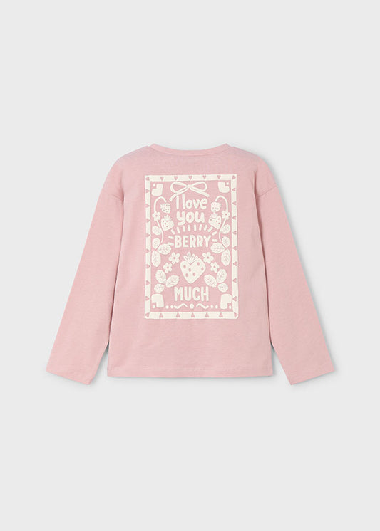 Mayoral "T-Shirt langarm" mit Druck auf dem Rücken - Rosa