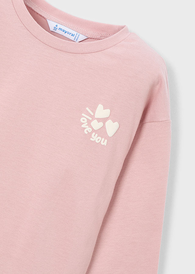 Mayoral "T-Shirt langarm" mit Druck auf dem Rücken - Rosa