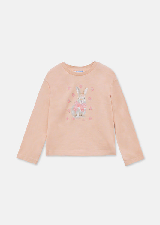 Mayoral "T-Shirt langarm" mit Häschen - Rosa