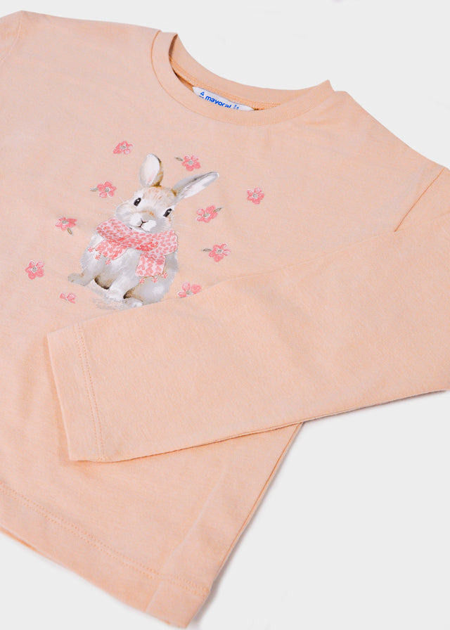 Mayoral "T-Shirt langarm" mit Häschen - Rosa