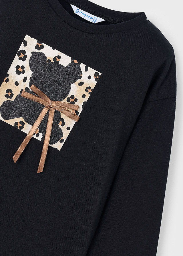 Mayoral "T-shirt langarm" mit Bärchen und Schleife - Schwarz