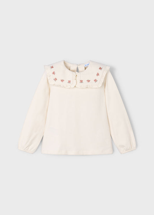 Mayoral "Bluse" mit Kragen und Stickerei - Macchiato