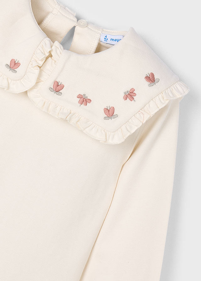 Mayoral "Bluse" mit Kragen und Stickerei - Macchiato