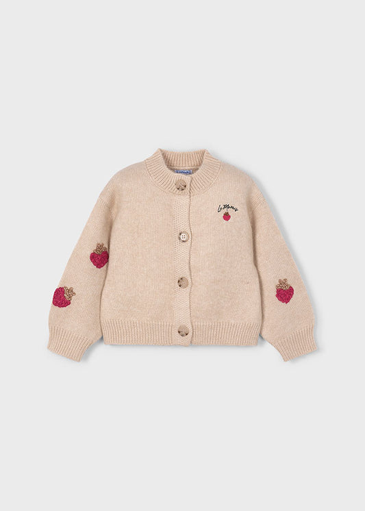 Mayoral "Strickjacke" mit Erdbeeren - Beige/Rot