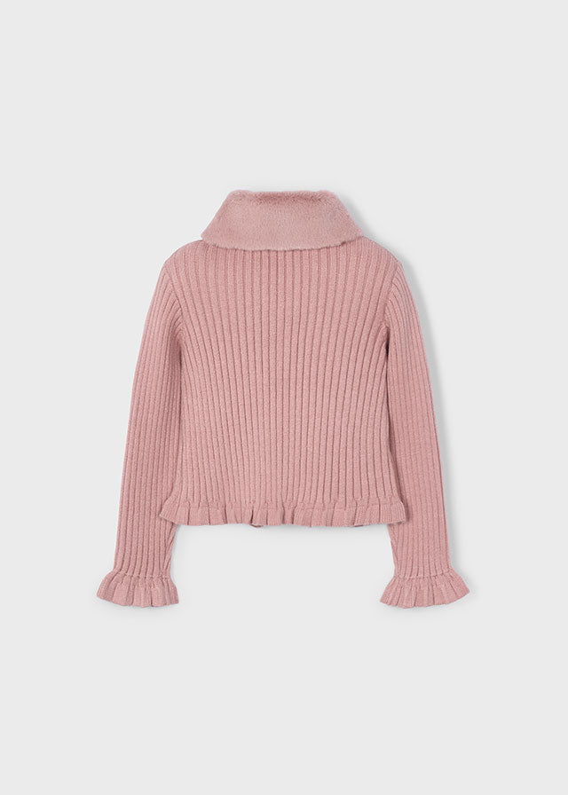 Mayoral "Strickjacke mit Fell-Kragen" Altrosa